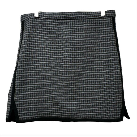 NEW J. Crew Double-Notch Houndstooth Wool Blend Mini Skirt Women’s Size 12 - Picture 5 of 16